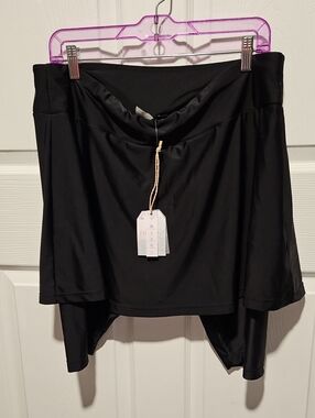 Black Women’s Swim Skort Built-in Biker Shorts For Modest Coverage